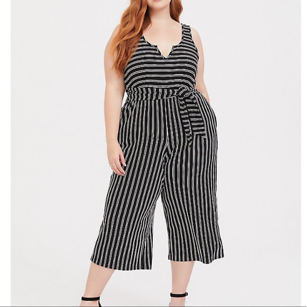 NWT Black & White Striped Rib Culottes Jumpsuit